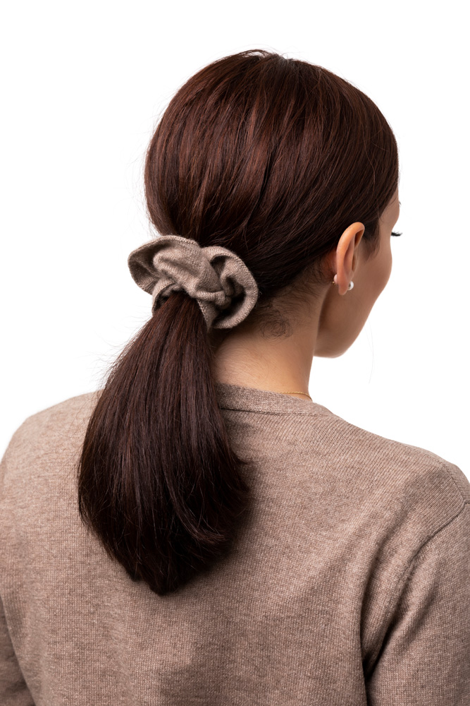 Hårsnodd scrunchie - Elegant i 100 % kashmir beige