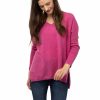 Tröja Victoria - oversized kashmirtröja med v-ringning cerise