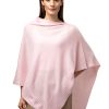Klassik poncho - med ribbad kant ljusrosa