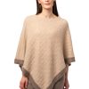 Rundhalsad Jennie poncho ljusbeige beige flätad