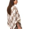 Poncho Jennie hundtandsmönster - rundhalsad poncho naturvit beige mönstrad