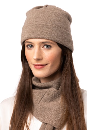 Mössa slät - Dubbel mjuk kashmirmössa beige