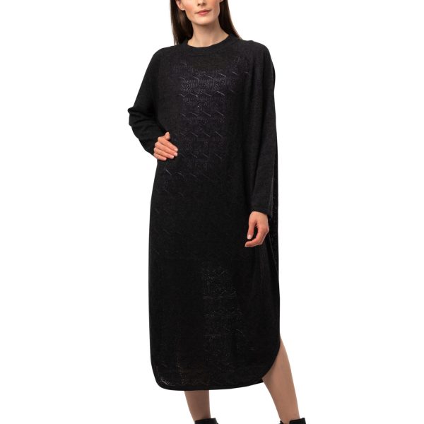 Klänning Filippa - spetsmönstrad oversize lång klänning antrasitgrå