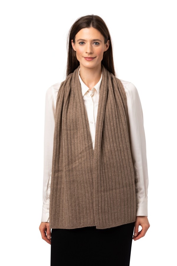 Halsduk ribbad- Klassisk unisex-hasduk i finaste kashmir beige