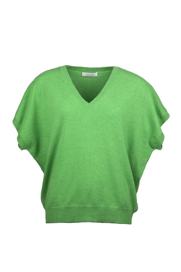 Tröja Elin-kortärmad v-ringad tröja i oversizemodell klassisk grön