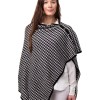 Inez poncho - hundtandsmönstrad poncho med dekorativa knappar, naturvit/svart