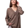 Tröja Wilma- V-ringad avslappnad tröja beige