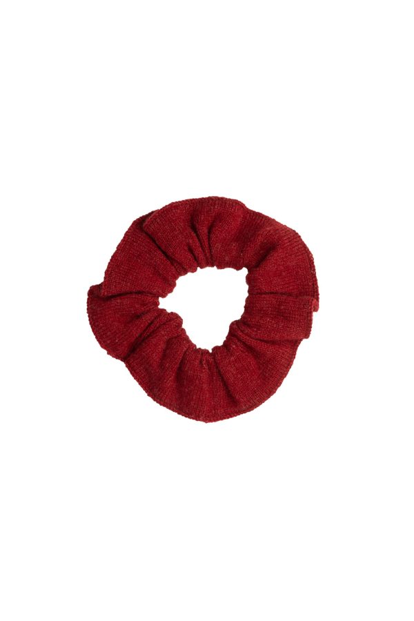Hårsnodd scrunchie - Elegant i 100 % kashmir, röd dhalia