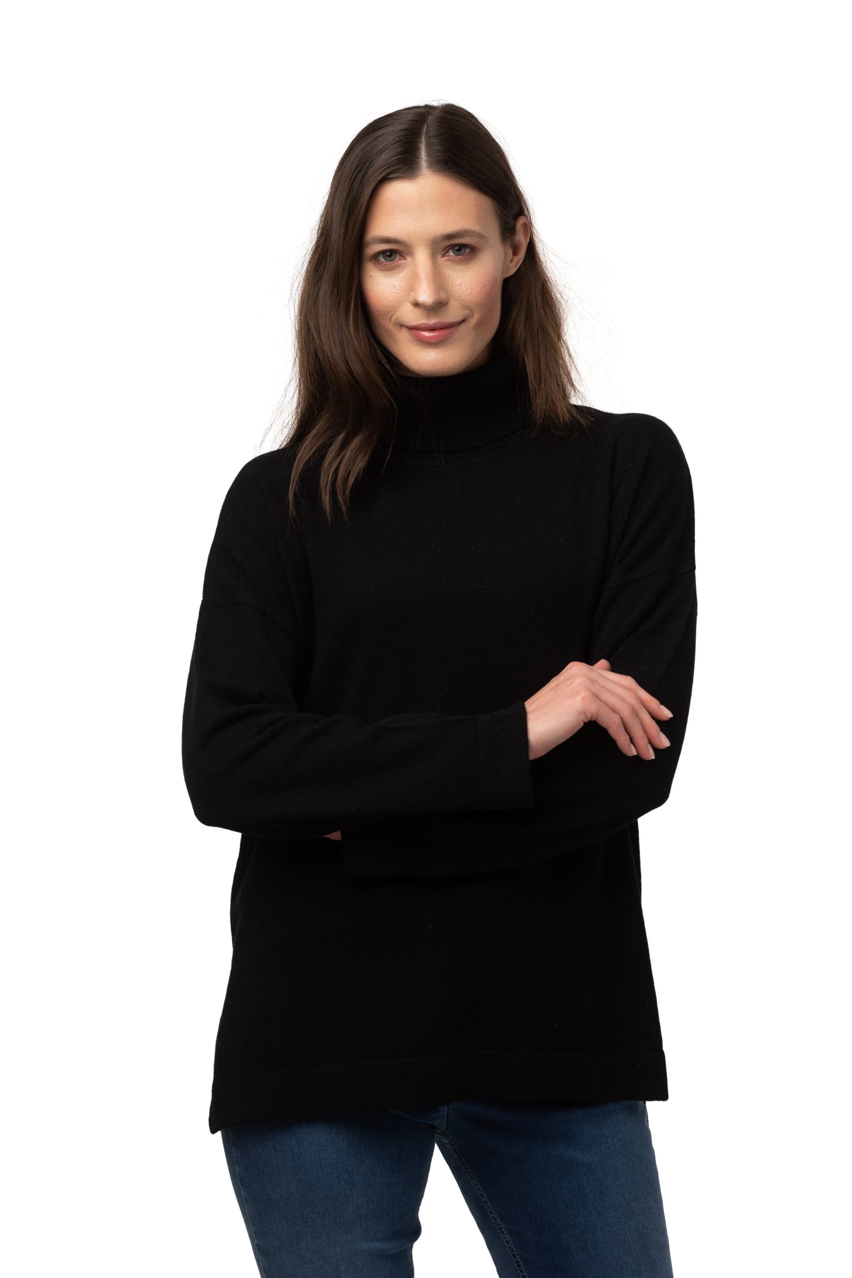 Tröja polo Paulina - oversize tröja med sprund, svart
