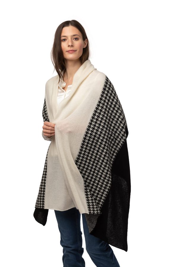 Sjal Inez Mönster - trendig stor sjal med hundtandsmönster
