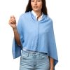 Inez poncho enfärgad, poncho med dekorativa pärlemoknappar, himmelsblå