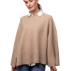 Cap klassisk - vacker cape i slätstickad cashmere ljusbeige