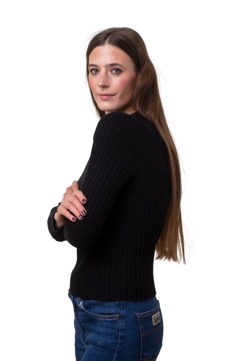 Tröja Ella - långärmad rundhalsad tröja, svart