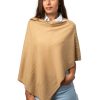 Inez poncho enfärgad, poncho med dekorativa pärlemoknappar, latte