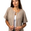 Kofta Filippa - mönsterstickad kortärmad kashmirkofta, linbeige